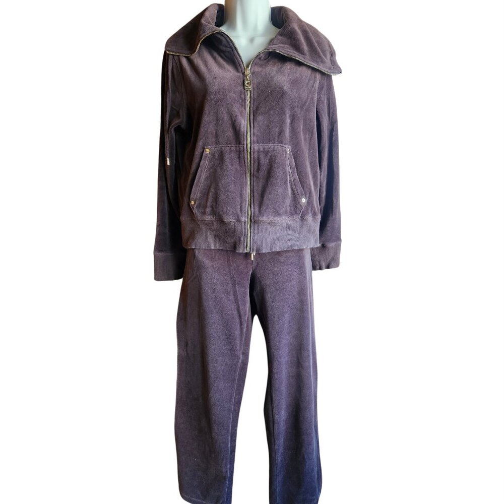 Michael Kors Branded Two Piece Velour Long Sleeve Track Suit - See Description